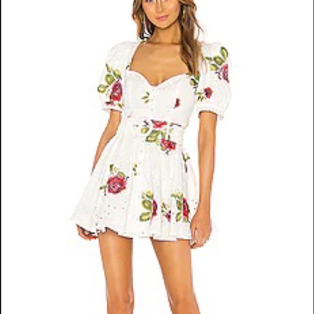 Revolve Mackenzie Mini Dress in White & Pink - MAJORELLE (XS)